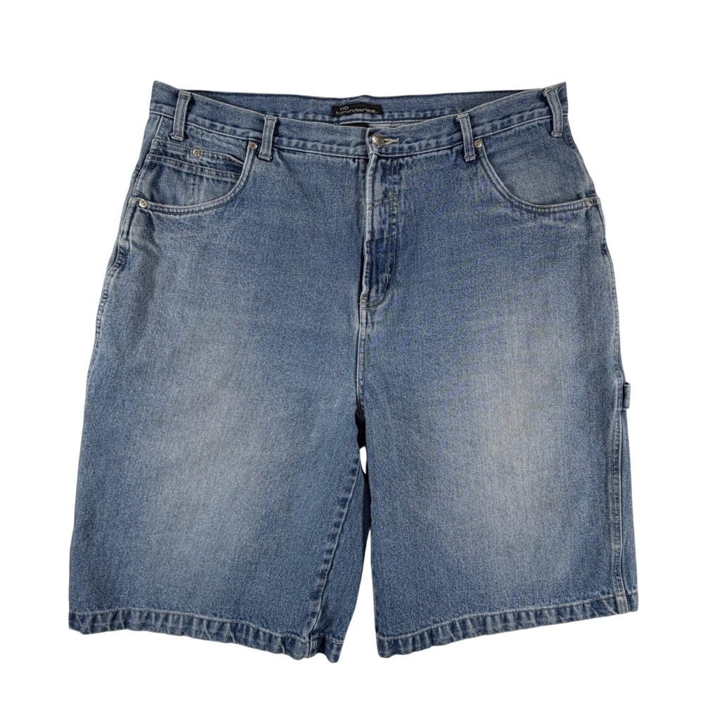 Y2K Retro No Boundaries Mens 38 Wide Leg Jorts Denim Carpenter Shorts Vintage